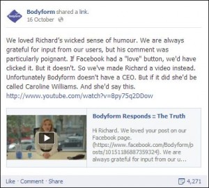 Bodyform Facebook Response 300x270 Reactive Social Marketing: What It Is, How #Bodyform Did It