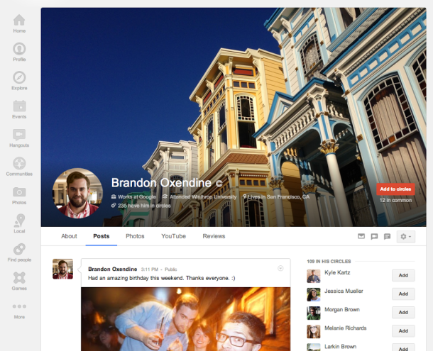 profile 610x495 Google+ Updates in The Wake of The Facebook Overhaul